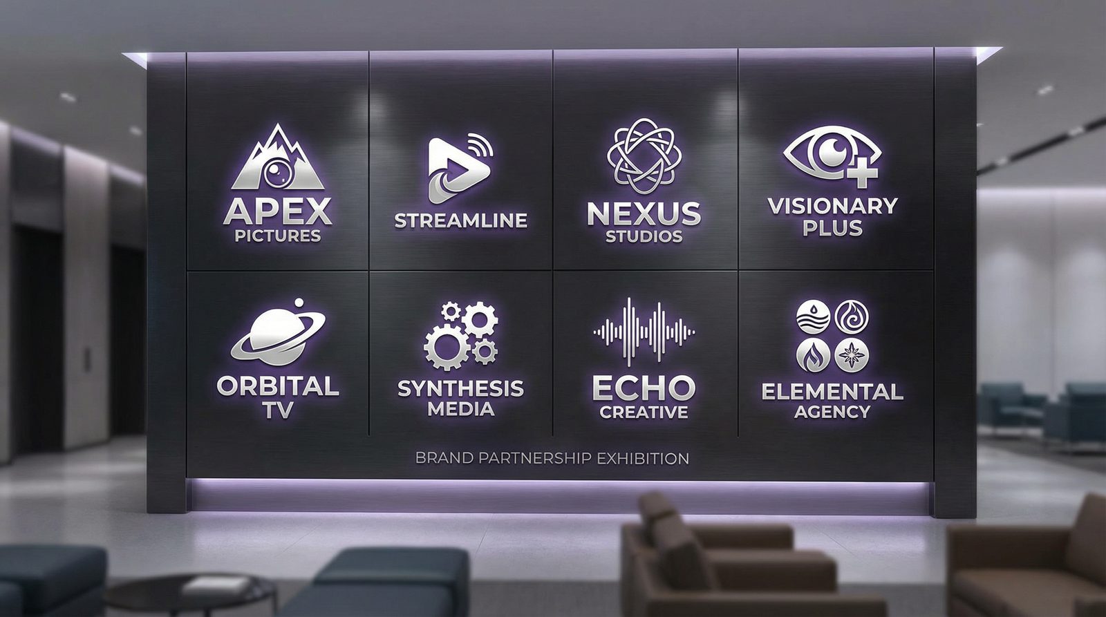 91合作影视品牌Logo墙